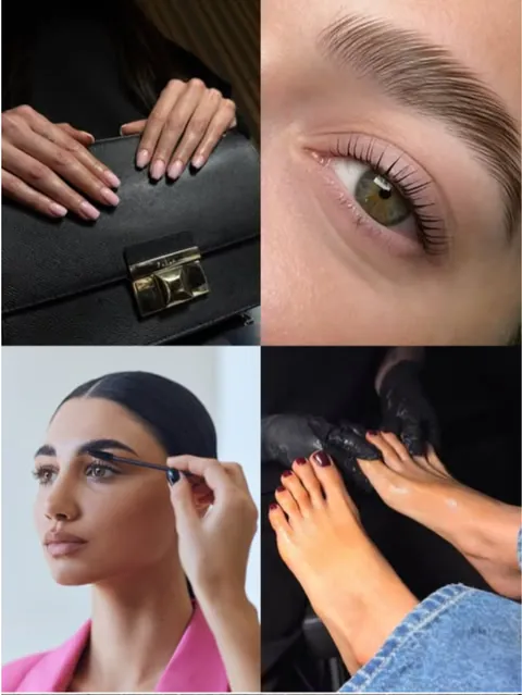 The Glam Bar Instagram: Kollázs: körmök, szempilla, smink, pedikűr
